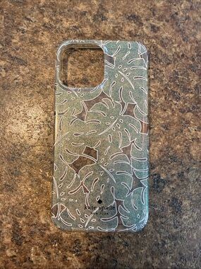 iPhone 13 Pro Max kate spade Glitter Green Tropical Leaf iPhone Case